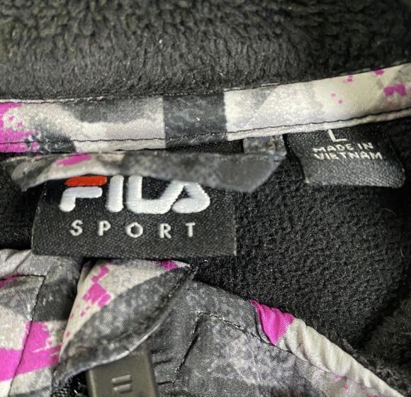 FILA Jacket Womens Large Black Pink Colorblock Full Zip Sweatshirt - Picture 6 of 12